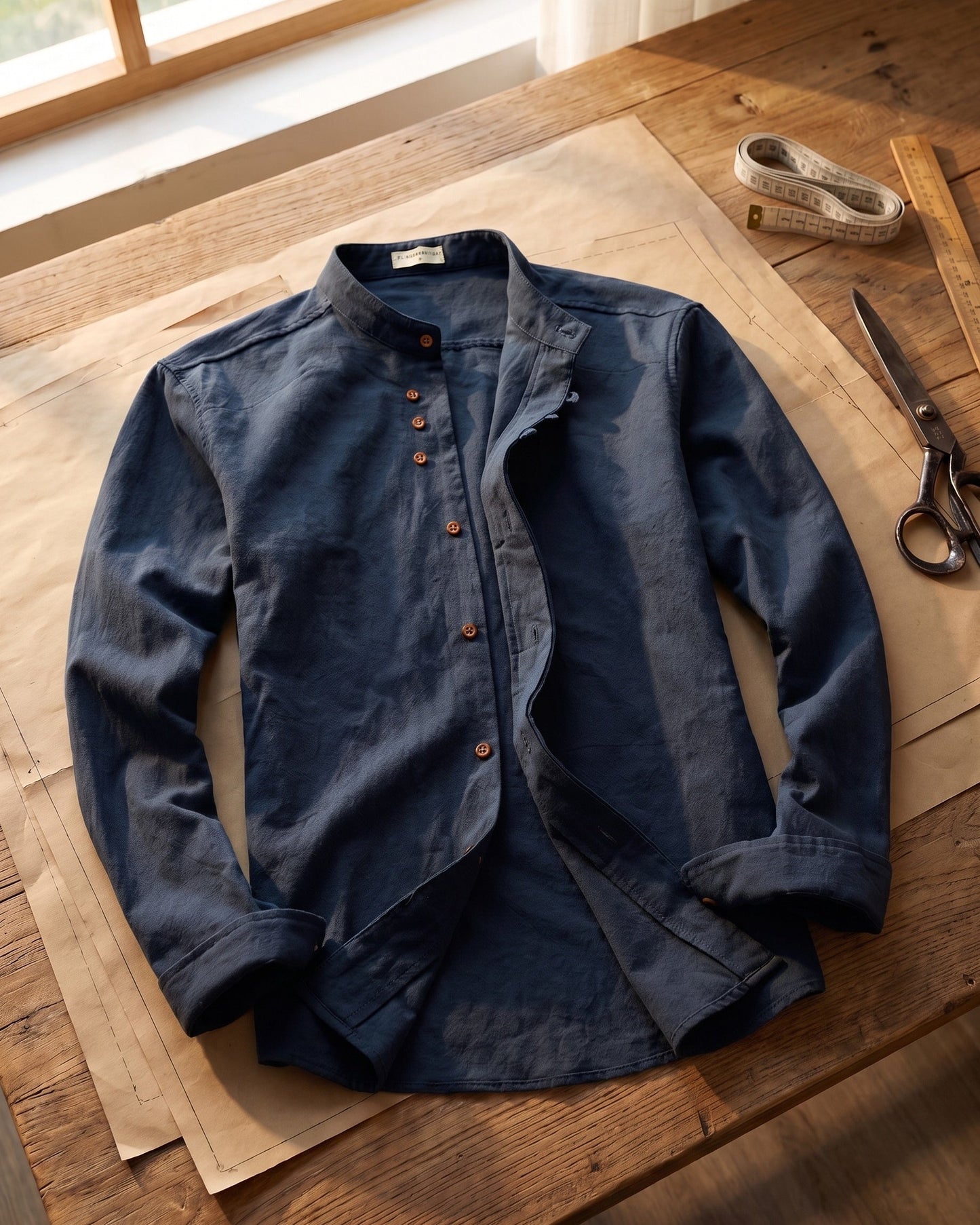 Nico Linen Mandarin Collar Shirt